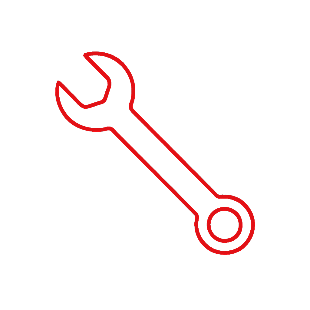 Red wrench icon symbolizing engineered marketing strategies for business growth